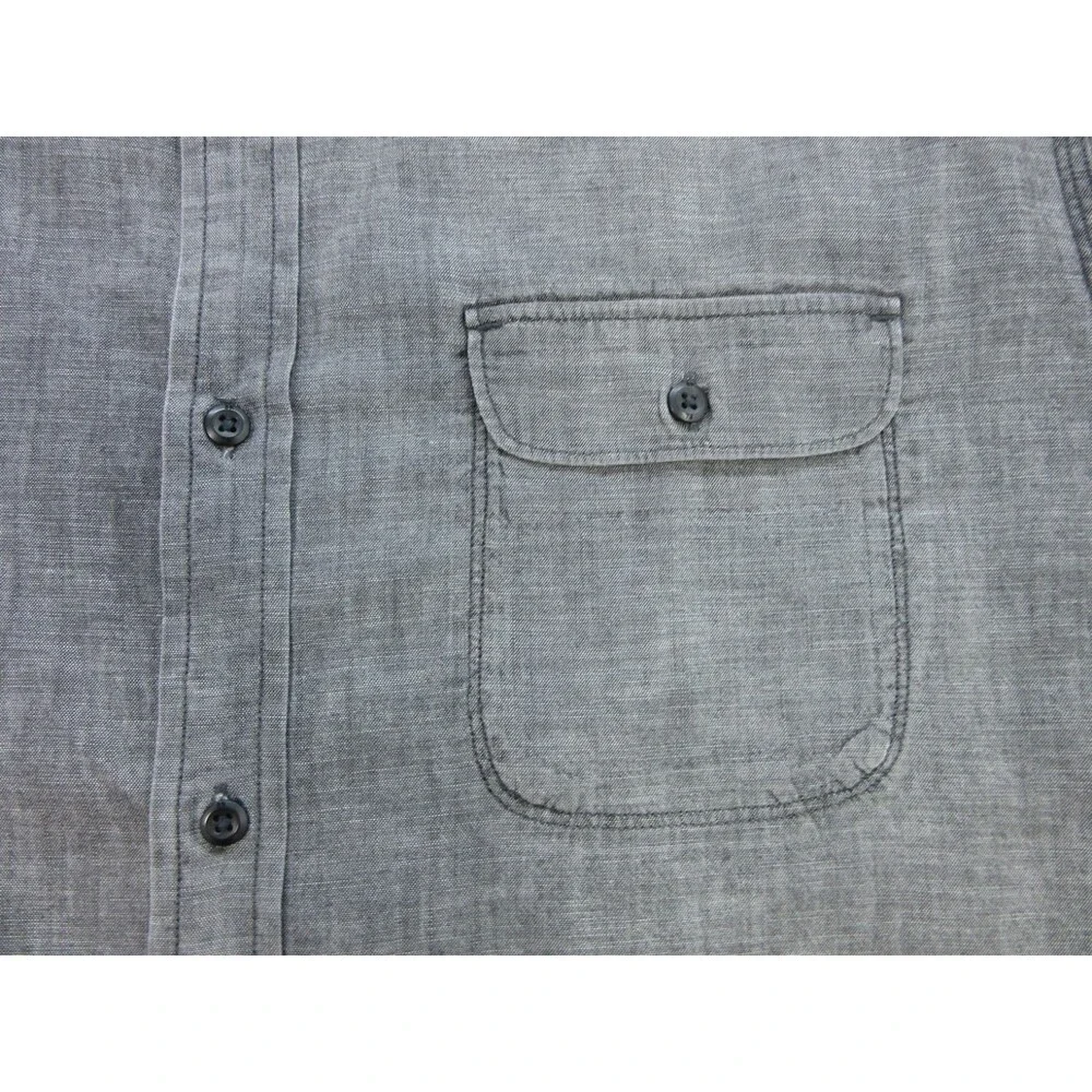 Banana Republic Shirt Mens XL 17-17.5 Gray Buttoned Down Long Sleeve w/Pocket